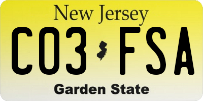 NJ license plate C03FSA