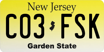 NJ license plate C03FSK