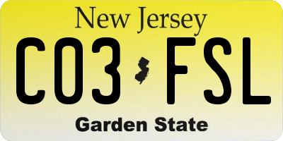 NJ license plate C03FSL