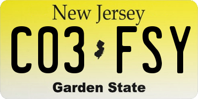 NJ license plate C03FSY