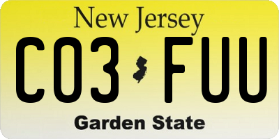 NJ license plate C03FUU