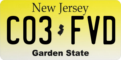 NJ license plate C03FVD
