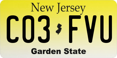 NJ license plate C03FVU