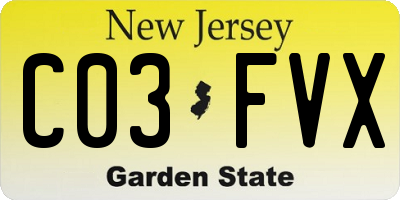 NJ license plate C03FVX