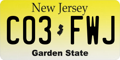 NJ license plate C03FWJ