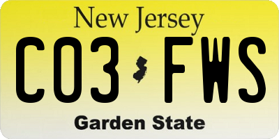 NJ license plate C03FWS