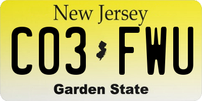 NJ license plate C03FWU