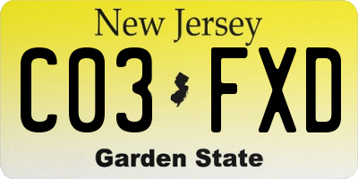 NJ license plate C03FXD