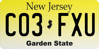 NJ license plate C03FXU