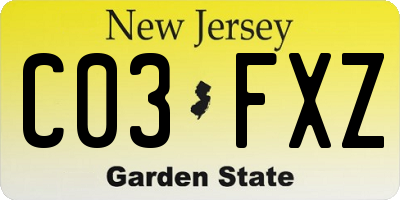 NJ license plate C03FXZ