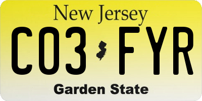 NJ license plate C03FYR