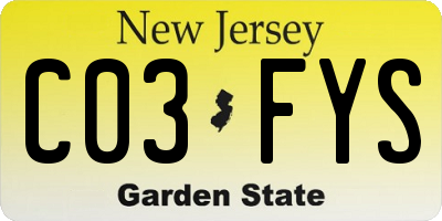 NJ license plate C03FYS