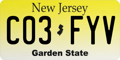NJ license plate C03FYV