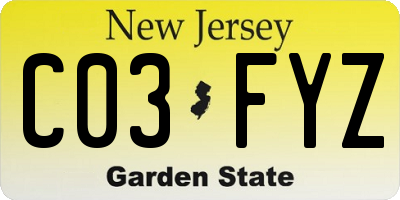 NJ license plate C03FYZ