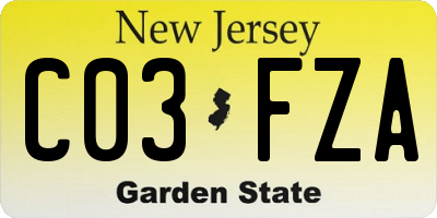 NJ license plate C03FZA