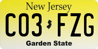 NJ license plate C03FZG