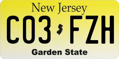 NJ license plate C03FZH