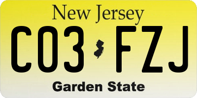 NJ license plate C03FZJ