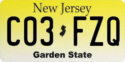 NJ license plate C03FZQ