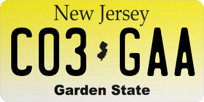 NJ license plate C03GAA