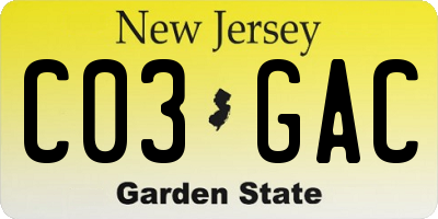 NJ license plate C03GAC