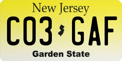 NJ license plate C03GAF