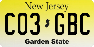 NJ license plate C03GBC