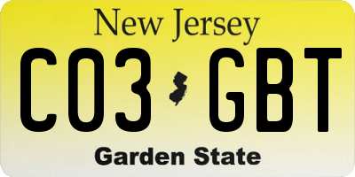 NJ license plate C03GBT