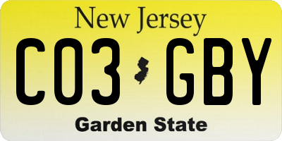 NJ license plate C03GBY