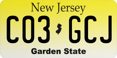 NJ license plate C03GCJ