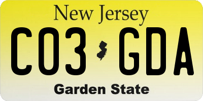 NJ license plate C03GDA