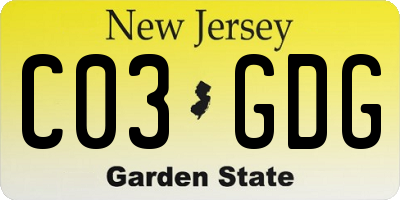 NJ license plate C03GDG