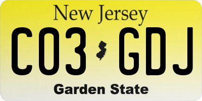 NJ license plate C03GDJ