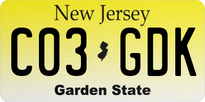 NJ license plate C03GDK