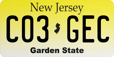 NJ license plate C03GEC