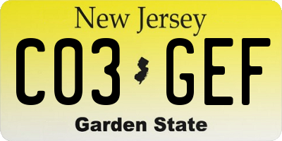 NJ license plate C03GEF