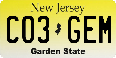 NJ license plate C03GEM