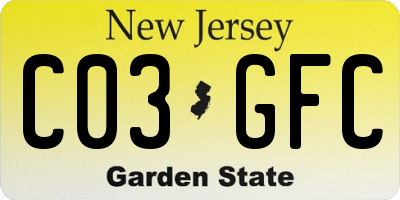 NJ license plate C03GFC