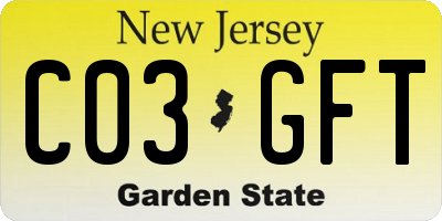 NJ license plate C03GFT