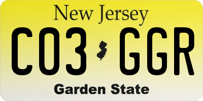 NJ license plate C03GGR