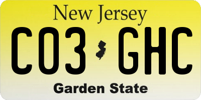 NJ license plate C03GHC