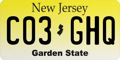 NJ license plate C03GHQ