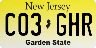 NJ license plate C03GHR