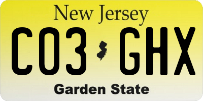 NJ license plate C03GHX