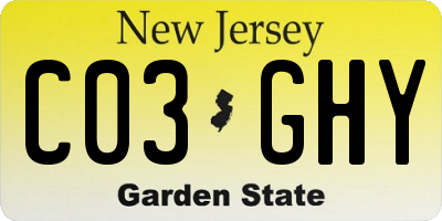 NJ license plate C03GHY