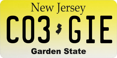 NJ license plate C03GIE