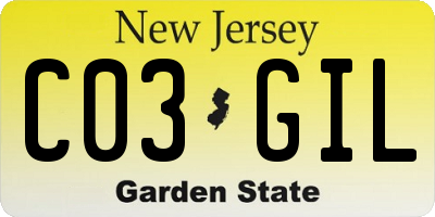 NJ license plate C03GIL