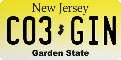 NJ license plate C03GIN