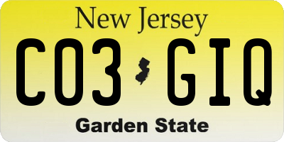 NJ license plate C03GIQ