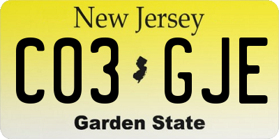 NJ license plate C03GJE
